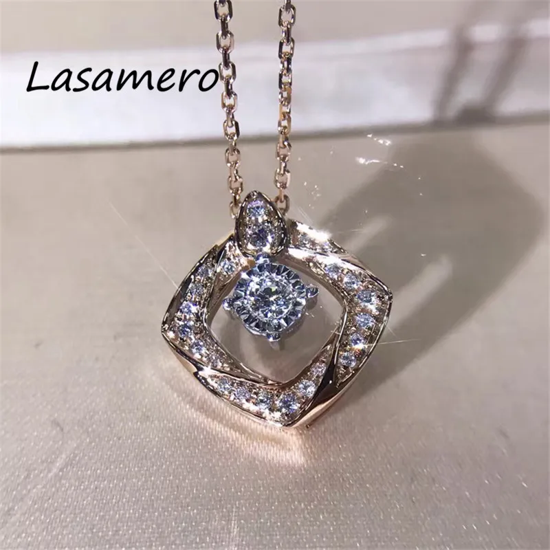 

LASAMERO Halo 0.21 CTW Round Cut ruby Center Pave Set 18k Gold Natural Diamond Pendant Necklace