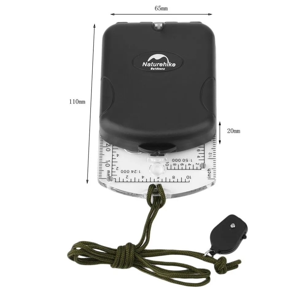 NH NaruteHike Outdoor Professional Multifunctional Luminous Transparent Compass Camping Hiking Compass In Stock