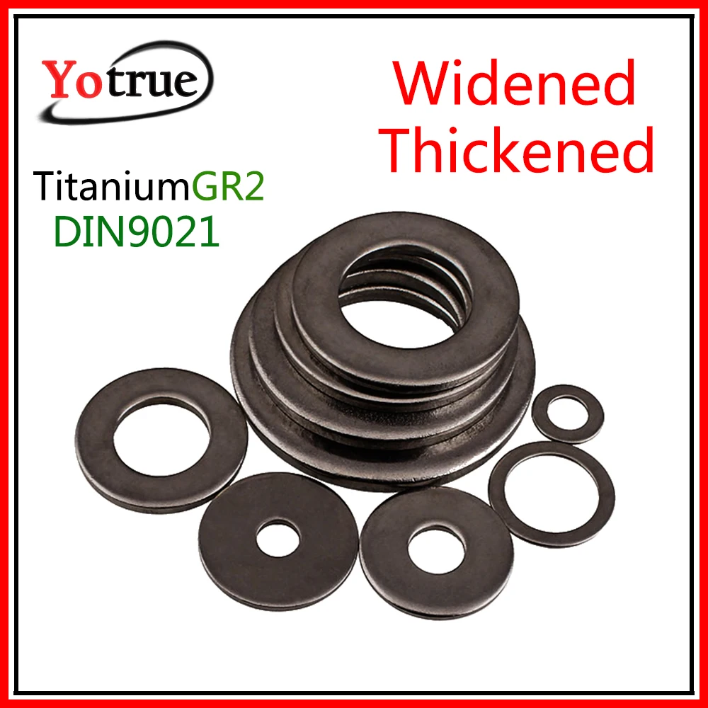 

100pcs/lot DIN9021 M4 M5 M6 M8 M10 Pure titanium broaden thickening washer titanium flat widen washer Ti GR2