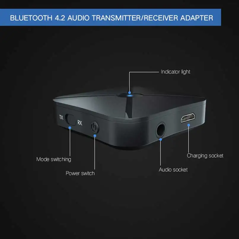 Rovtop 2 в 1 беспроводной Bluetooth 4,2 аудио приемник передатчик для ТВ 3,5 мм AUX Bluetooth адаптер для наушников дома ТВ MP3 ПК