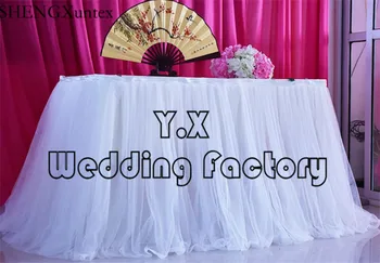 

1 Layer Ice Silk With 2 Layer Tutu Table Skirt For Wedding Table Cloth Decoration