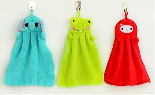 

Hand Towel baby bath towels Soft Plush Cartoon Animal Wipe Hanging Bathing Towel For Children or Kitchen used 30%off