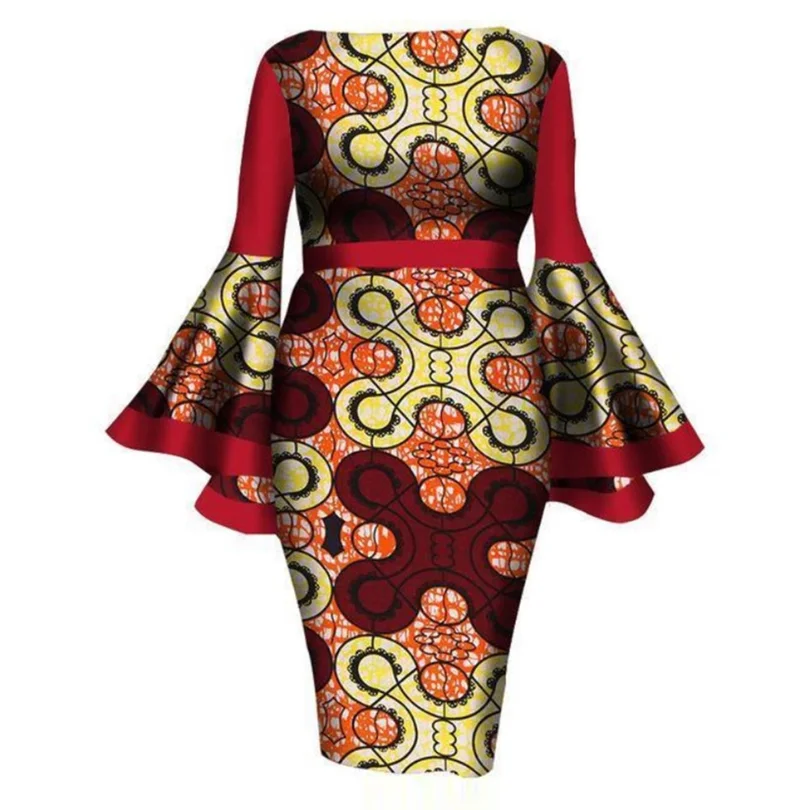 Размер: L~ 6XL Модные платья с принтом, элегантные платья с длинными рукавами с традиционным принтом в африканском стиле для леди/женщин