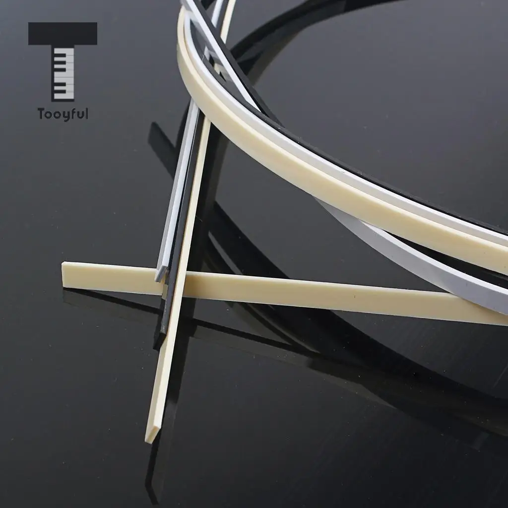 Tooyful 3 Pieces Plastic Binding Purfling Strips Edge Trim Inlay for Guitar/Electric Bass DIY Accessory Black+White+Cream