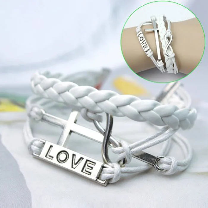 Женский многоуровневый плетеный браслет крест любовь сова|bracelet gift box|gift box