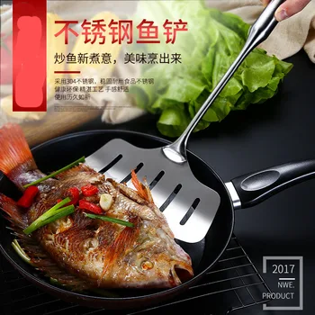 

Stainless Steel Fish Turner Wooden Handle Steak Shovel Meat Spatula Restaurant Kitchen Cooking Utensils Kitchenware