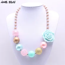 MSH.SUN-collar de cuentas gruesas de color caramelo para niña, joyería de resina con flores, collar de chicle para niña, vestido de fiesta BN178