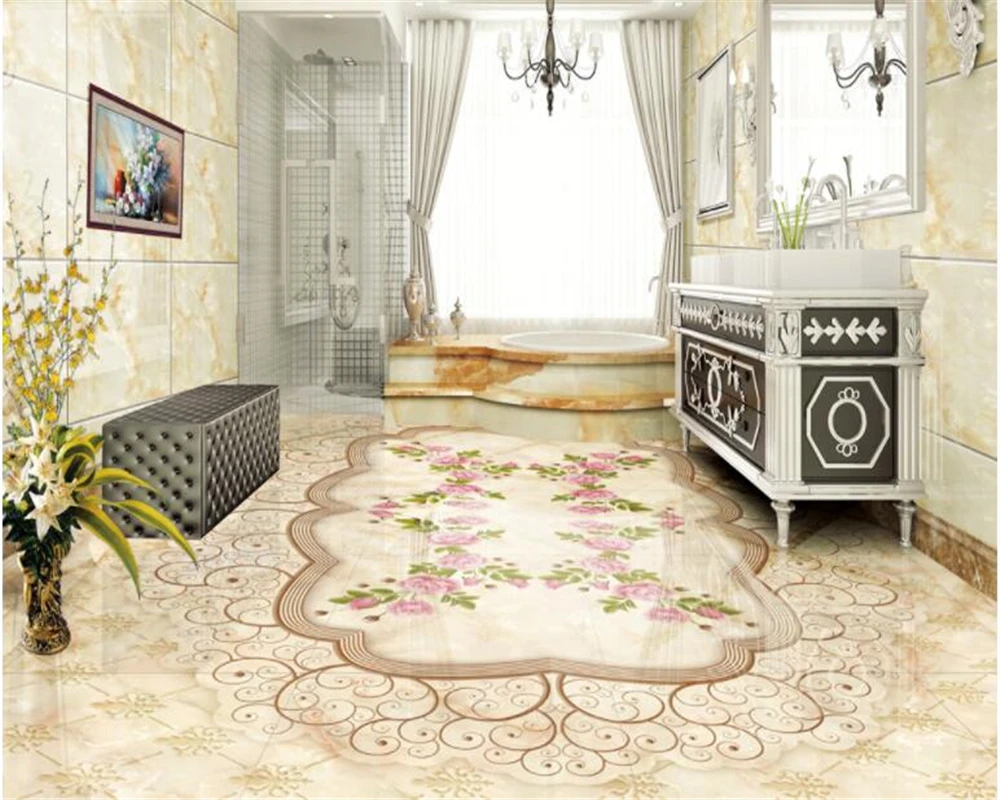beibehang Custom high quality European classic wall paper stone pattern jade parquet 3d flooring tiles papel de parede wallpaper