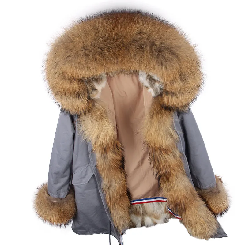 FURTJY 2018 Thick Warm New Long Parka Winter Jacket Women Real Fur Coat Big Natural Raccoon Fur Collar Natural Rabbit Fur Liner