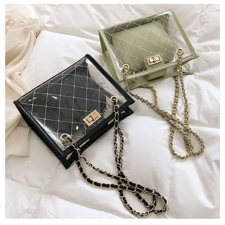

Youbroer New Cross-body Female Student All-purpose Jelly Bag Fashion Embroidery Thread Chain Transparent Shoulder Bag