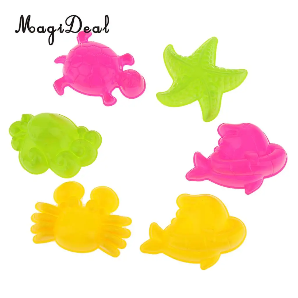 MagiDeal 6Pcs/Lot Sea Animal Sandcastle Sand Clay Mold Beach Park Indoor Kids Baby Children Educational Toy Random Color