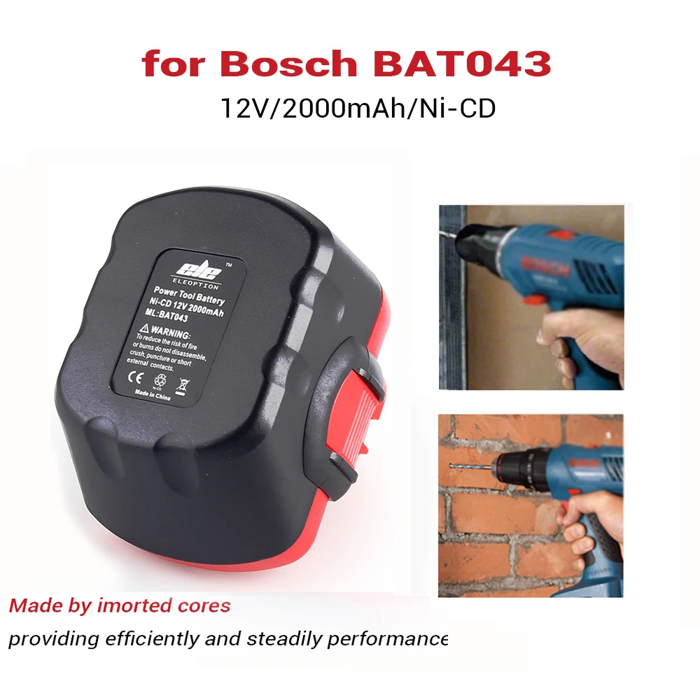 Billig ELEOPTION 12 V 2000mAh Ni CD Batterie für Bosch 12 V Bohrer GSR 12 VE 2, GSB 12 VE 2, PSB 12 VE 2, BAT043 BAT045 BTA120 26073 35430
