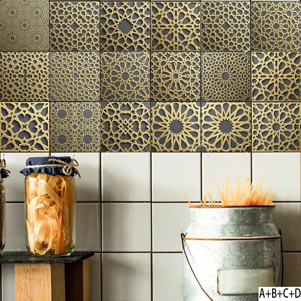 New arrival Moroccan Style Ceramic tile stickers Living room Retro wallpaper Kitchen decorate wall sticker Wholesales
