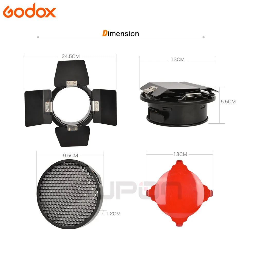 Godox-kit de Porta de Celeiro com Grade de Favo de Mel Cores para Estúdio de Fotografia Mel e 4 Flash Drive 300sdi E250 e 4 250sdi - Image 3