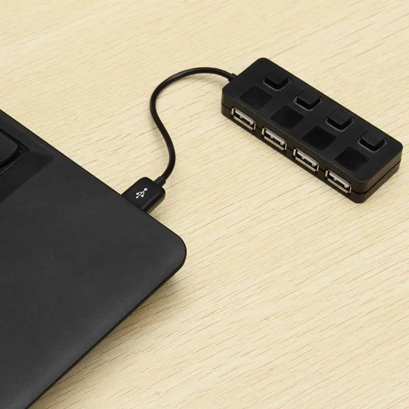 USB 2,0 концентратор разветвитель с раздельным кабелем включения/выключения без адаптера питания светодиодный 4 порта для ноутбука Настольный ПК черный/белый E03