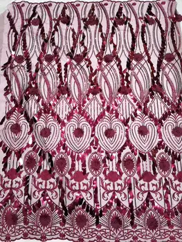 

Sequins embroidered sequins beads African lace Nigeria lace French mesh suitable for wedding dress skirt fabric 5 yards