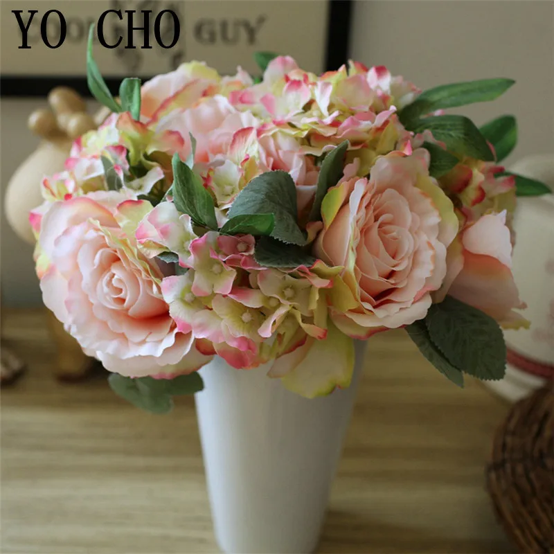 86 10 De Réductionbouquet De Mariée Fournitures Décoration De Noël Fleur En Gros Rose Hortensia Bouquet Fleurs Artificielles Pour La Décoration In
