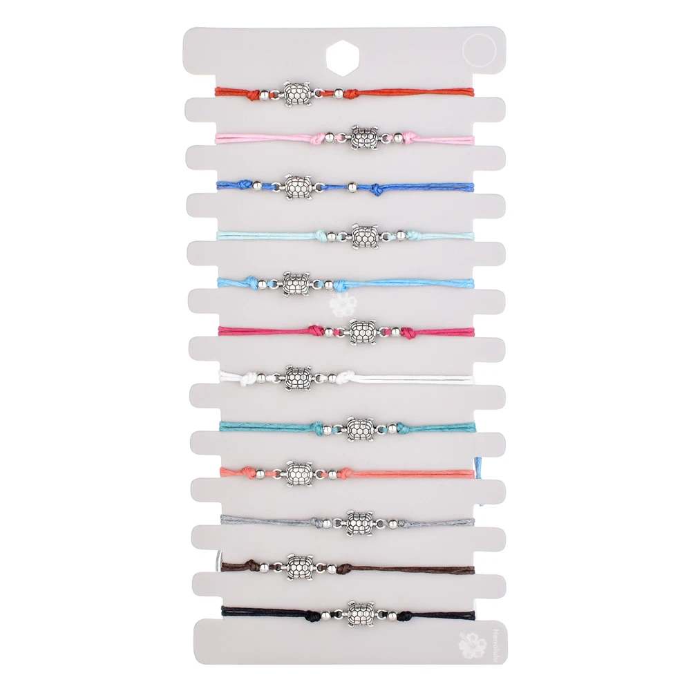 LUBINGSHINE 12pcs/lot Charms Elastic Wax Rope Braided Leather Bracelets & Bangles For Women Man Adjustable Pulseria Jewelry