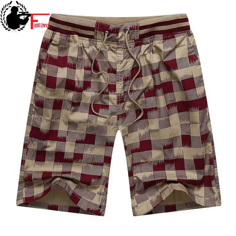 Billige Bermuda Männlichen Heißer 2019 Sommer Elastische Taille Herren Plaid Shorts Klassische Design Reithose Baumwolle Casual Strand Kurze Hosen Großen Größe 44