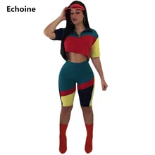 New Summer Women Two Piece Set Crop Top and Shorts Colorful Print Patchwork Sweatshirt Sweat Suit Casual Sportwear Shorts Set New Summer Women Two Piece Set Crop Top and Shorts Colorful Print Patchwork Sweatshirt Sweat Suit Casual Sportwear Shorts Set
