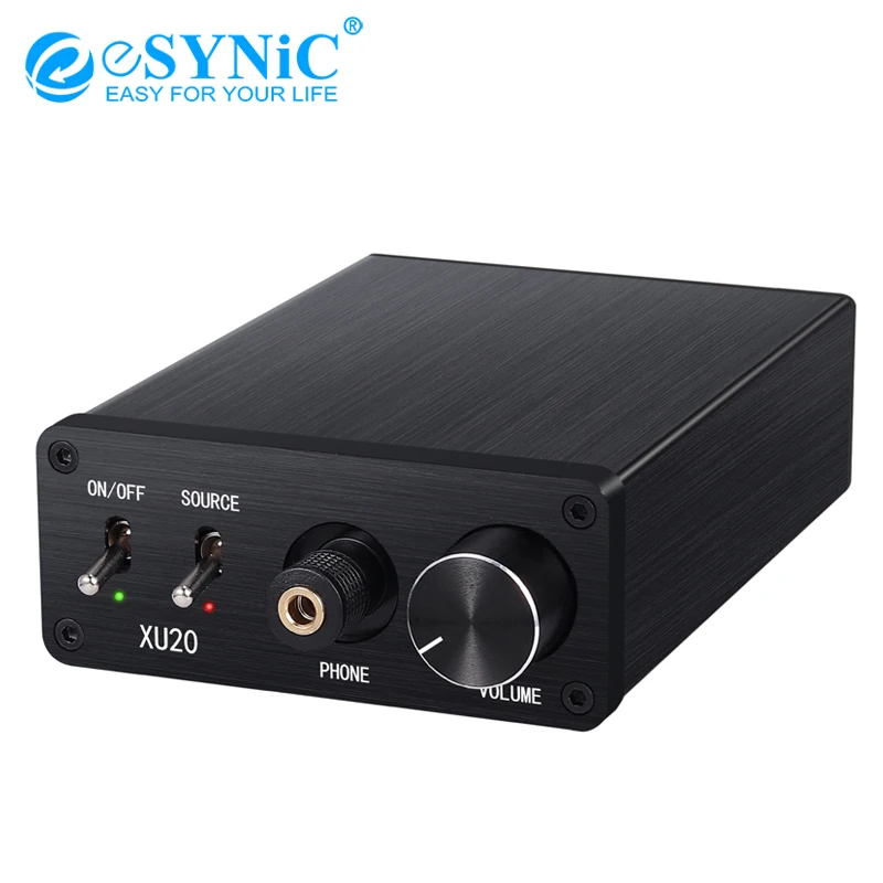 

eSYNiC Digital To Analog Audio Converter With Headphone Amplifier Optical SPDIF Toslink Coaxial Switcher L/R RCA 6.35mm Jack DAC