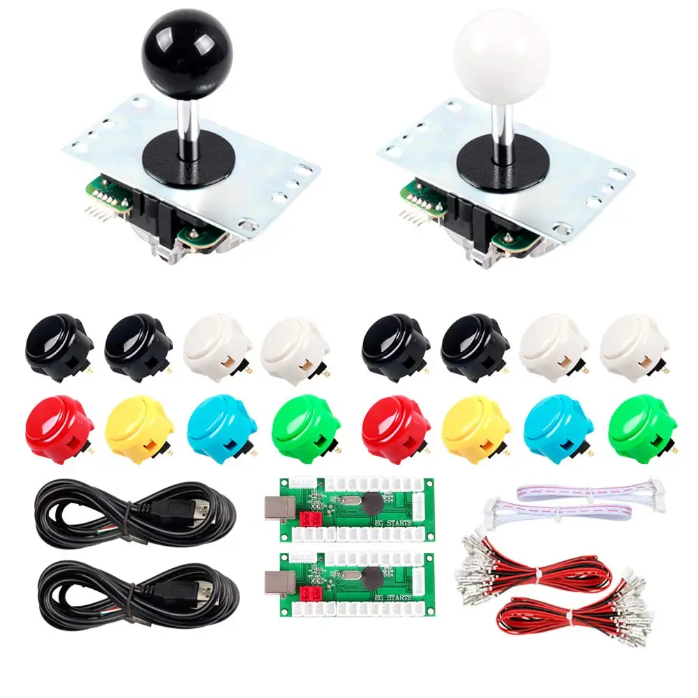

Sanwa 2 Player USB Arcade Joystick Kit DIY Bundle Compatible Video Games White / Black Stick 16x OBSF-30 MIX Colors Buttons