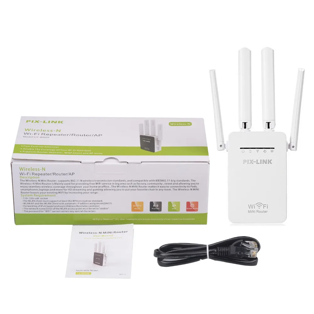 PIXLINK N300 WI FI ретранслятор точка доступа маршрутизатора Беспроводной 300 Мбит/с
