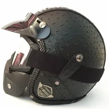 CAPACETE 2018 hot Confortável Estilo Alemão muitas cores Homem e mulheres de couro Da Motocicleta Do Vintage capacete harley abrir rosto Lavável