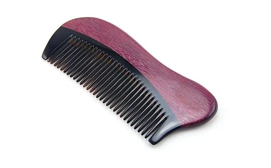 Natural Violet Ox Horn Handmade Super Narrow Tooth Wood Combs No Static