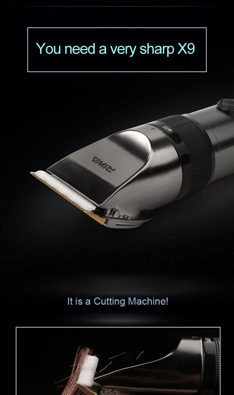 Riwa профессиональная машинка для стрижки волос 2000 мАч литиевых Батарея Алюминий 100-240 В волос резки X9 для парикмахера волосы триммер