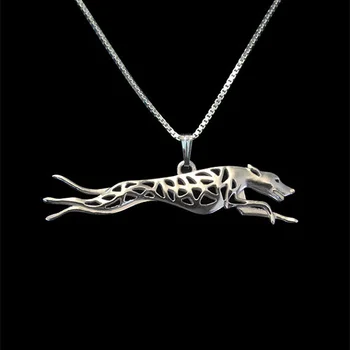 

Greyhound run jewelry- Gold and silver pendant and necklace jewelry Simple abstract animal free ship 12pcs/lot
