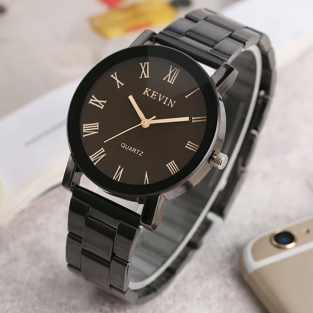

KEVIN Fashion Roman Numbers Quarz Woman Wristwatch Ladies Girls Dress Simple Black Band Casual Watches 2020 New