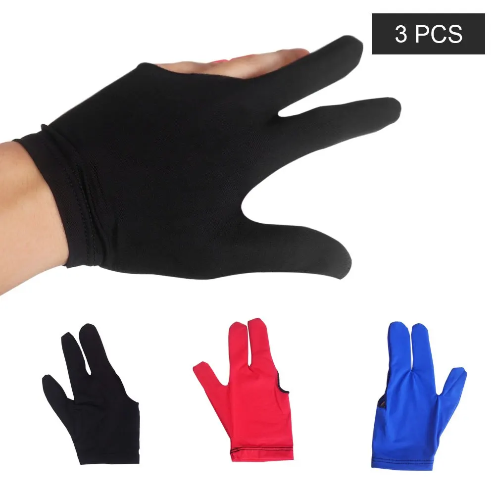 3 шт. абсорбирующие бильярдные перчатки Аксессуары для бильярда три пальца кия спортивные перчатки Левая Правая рука Бильярдные кии перчатки