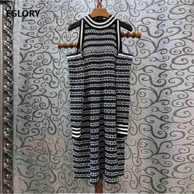 

2019 Autumn Fashion Sweater Dress High Quality Ladies Vintage Flowers Patterns Knitted Long Sleeve Pullover Dress Soft Knitwear
