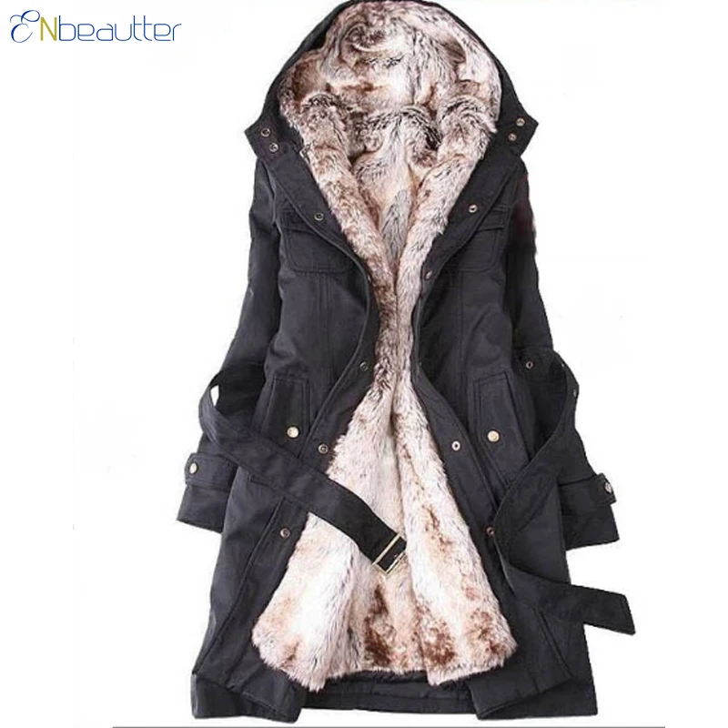 ENbeautter плюшевое пальто для женщин зимнее пальто из искусственного меха и куртки Женский костюм воротник мягкое теплое элегантное женское пальто