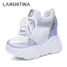 2019 New Women High Platform Shoes Summer Breathable Women Height Increased Shoes 10CM Thick Sole Trainers Bling Sneakers Woman 2019 New Women High Platform Shoes Summer Breathable Women Height Increased Shoes 10CM Thick Sole Trainers Bling Sneakers Woman