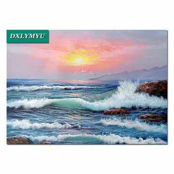 

diamond mosaic picture square full resin diamond paintings diamond embroidery Sunset waves bird handcraft decorative