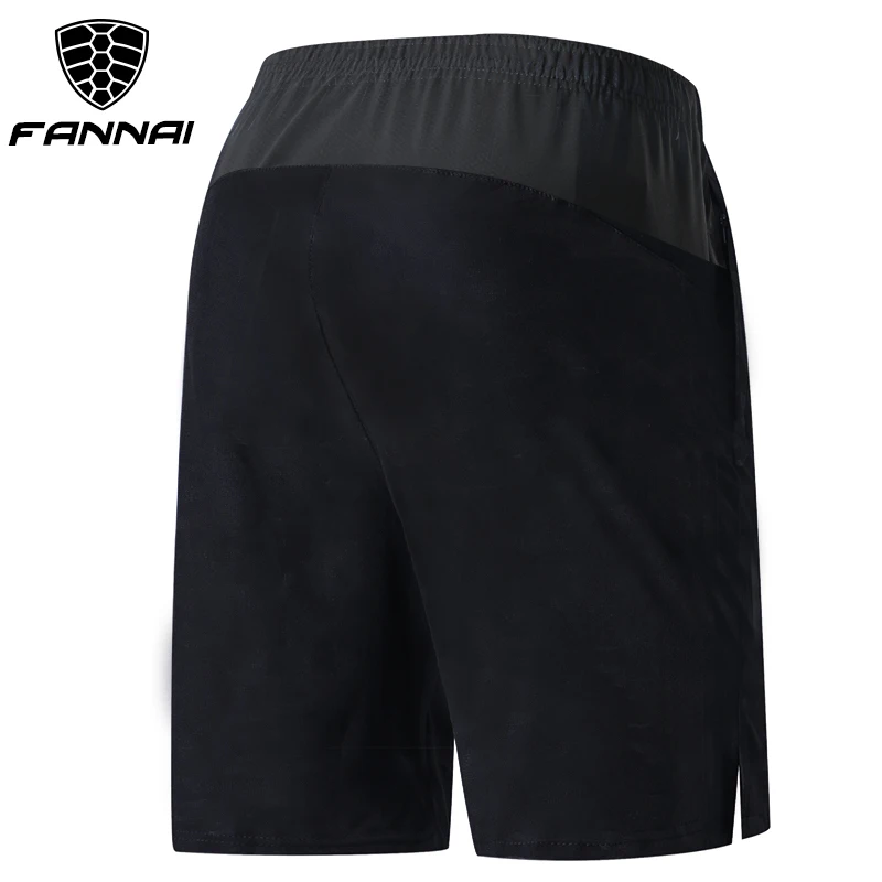 Fannai Для мужчин спортивные шорты для бега тренировочные футбол теннис тренировки тренажерный зал быстросохнущая дышащий Открытый шорты для бега с карманом на молнии