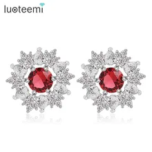 LUOTEEMI,, роскошные серьги для женщин, цвет белый, золотистый, кубический циркон, кристалл, женские модные серьги, для свадебной вечеринки