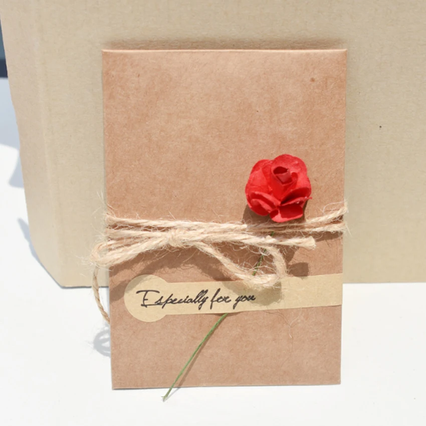 50 пачек/Лот Ретро сушеный цветок бумажный конверт с карточкой цветок специально пригласительный набор открытка с сообщением - Цвет: Red rose
