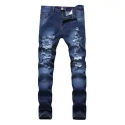 2019 новые мужские рваные джинсы с рисунком кота, темные и тонкие джинсовые штаны большого размера, более размеры 28-36, 38, 40, 42