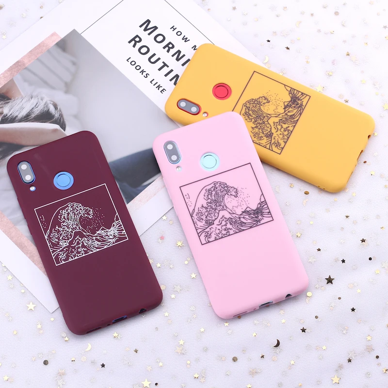 Силиконовый чехол для телефона Huawei Honor Mate 10 20 Nova P20 P30 P40 P Smart The Great Wave off Kanagawa