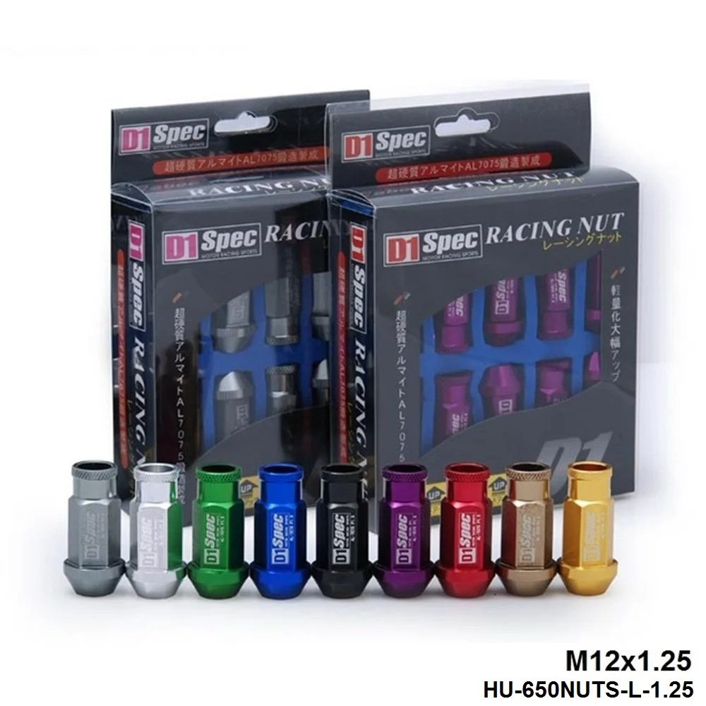 D1spec Jdm Billet Aluminum Wheel Racing Lug Nuts P:1.25, L:52mm 20pcs/set HU-650NUTS-L-1.25