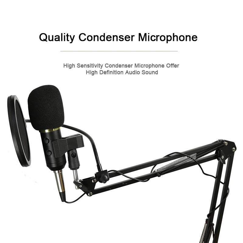 Professional Condenser Audio USB Wired BM900 Studio Microphone with stand for Vocal Recording KTV Karaoke Sadoun.com