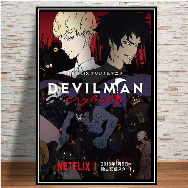 Картина на холсте для украшения дома, настенная живопись devilman crybaby, японское аниме, скандинавские картины, модульный плакат, прикроватный фон - Цвет: BO xianru510-11