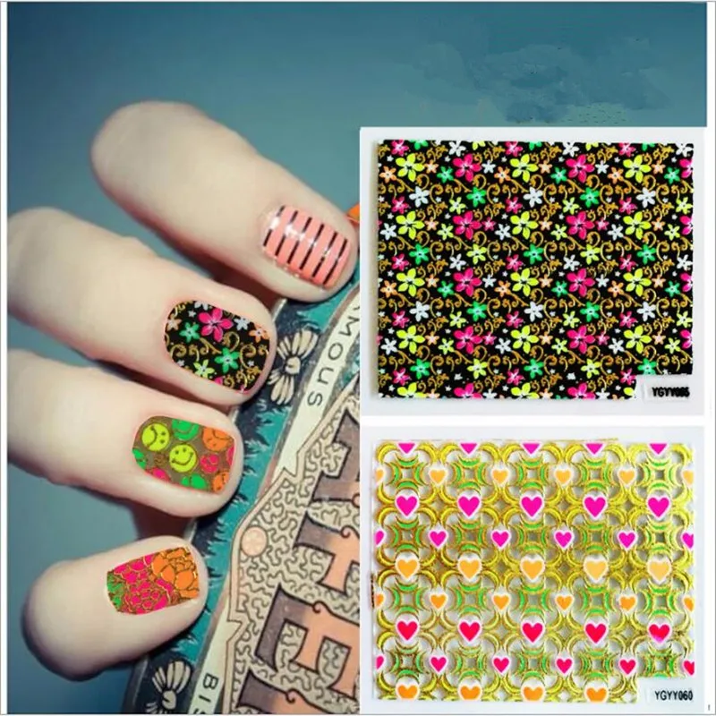 

24pcs/lot Colorful Leaf Design 3d Beauty Sticker for Nails Decal Decorations Manicure Tips Beauty Nail Art Sticker