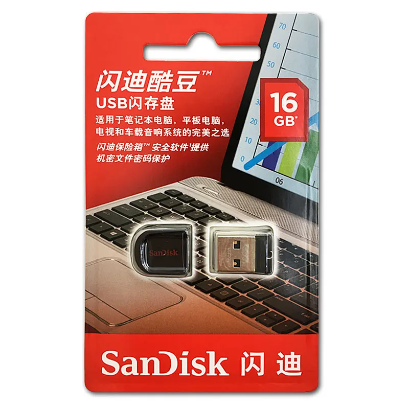SanDisk USB Flash Drive Cruzer Fit CZ33 64GB 32GB 16GB Super Mini Pen Drive USB 2.0 Memory Stick 8GB U Disk 