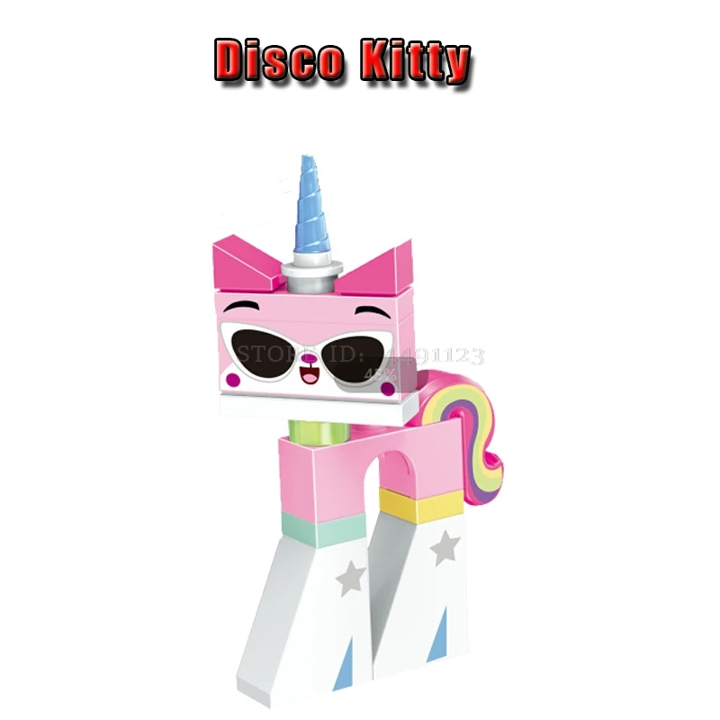 Игрушки блоки фильм 2 Emmet Lucy Batman Unikitty сладкий Mayhem Rex сшитая игрушка История 4 Вуди и Джесси блок коробка фильм фигурки Модель - Цвет: Disco Kitty