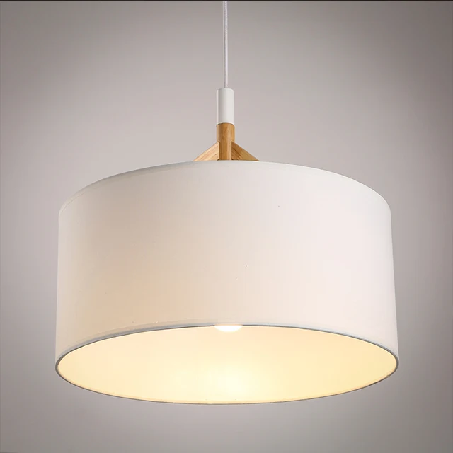 New Modern Black White Wood Fabric Hanging Light Nordic Simple New Modern Black White Wood Fabric