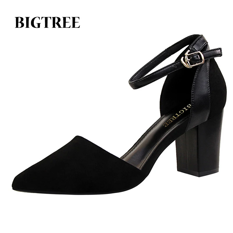 Online Whole Hr Careers From China Wholers Concise Lady Shoes Pointed Toe Shallow Mouth Thick High Heeled Women Pumps Office Comfort Style